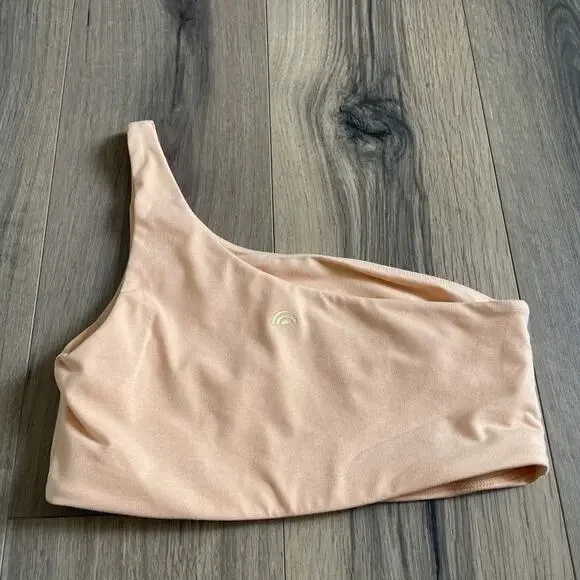 PLAYGROUND ACTIVE Tank Sports Bra Size Large Orange One Shoulder Cali Crop Top - Picture 7 of 7